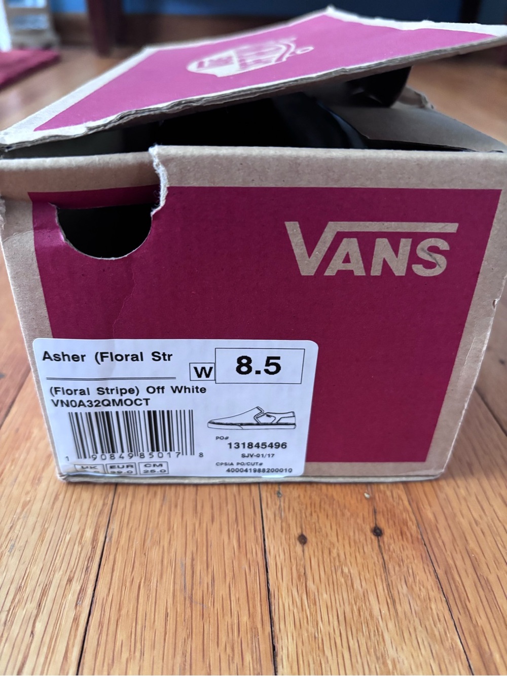 Vans Slip-On Sneakers in Light Denim Stripe with Floral Trim - Picture 4 of 4